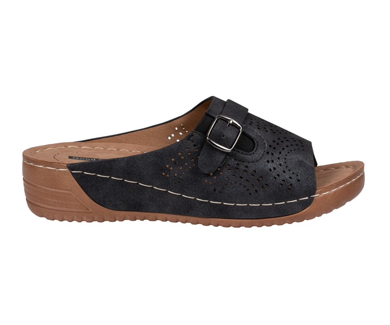 Women's Moira Black Perforated Comfort Sandals