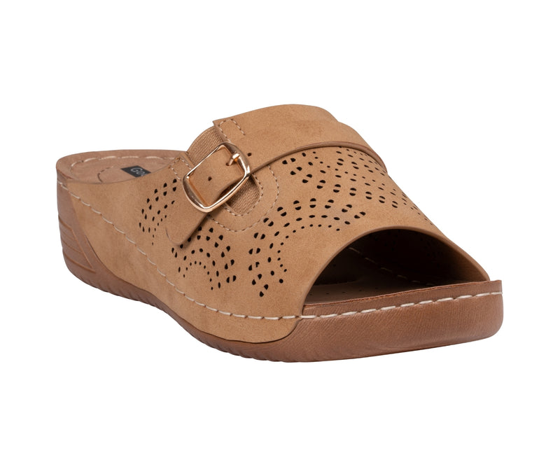 Women's Moira Tan Perforated Comfort Sandals