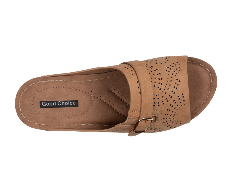Women's Moira Tan Perforated Comfort Sandals