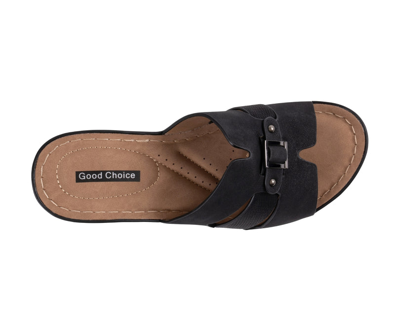 Women's Molane Black Hardware Wedge Sandals