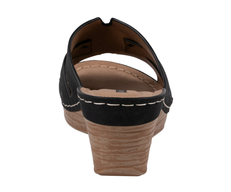 Women's Molane Black Hardware Wedge Sandals