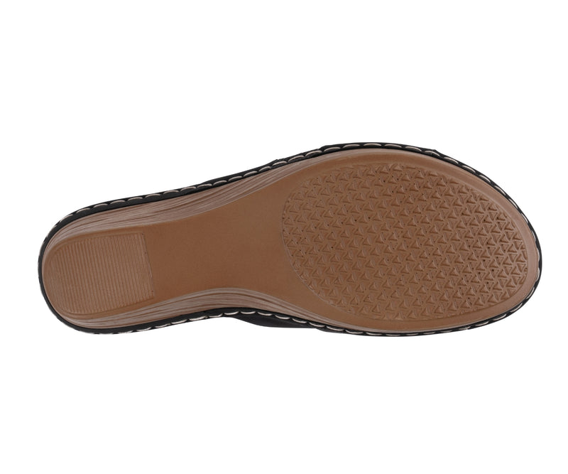 Women's Molane Black Hardware Wedge Sandals