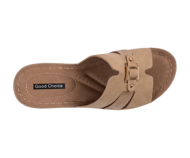 Women's Molane Tan Hardware Wedge Sandals