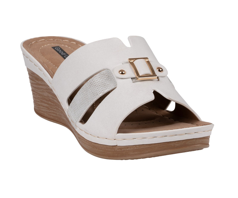 Women's Molane White Hardware Wedge Sandals