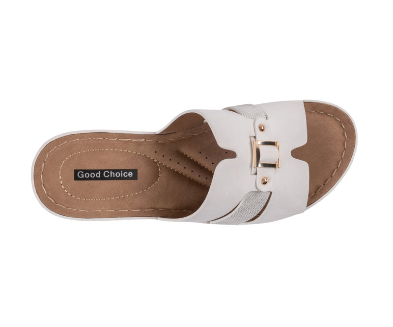 Women's Molane White Hardware Wedge Sandals