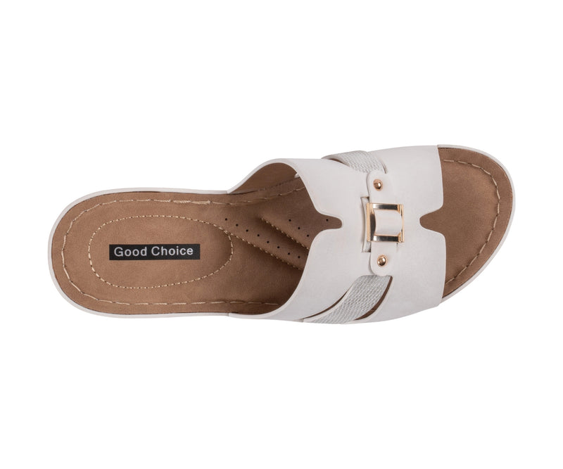 Women's Molane White Hardware Wedge Sandals