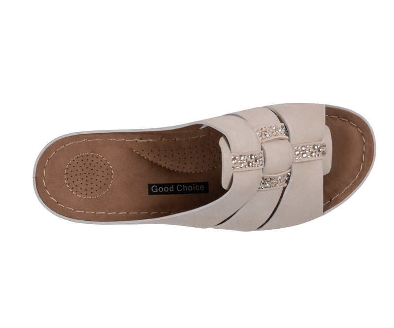 Women's Monte Beige Embellished Wedge Sandals