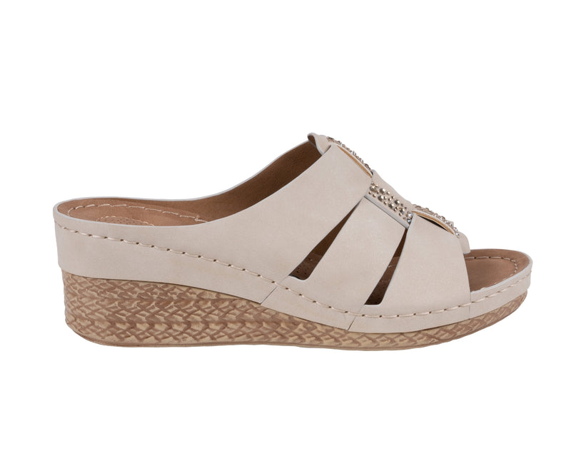 Women's Monte Beige Embellished Wedge Sandals