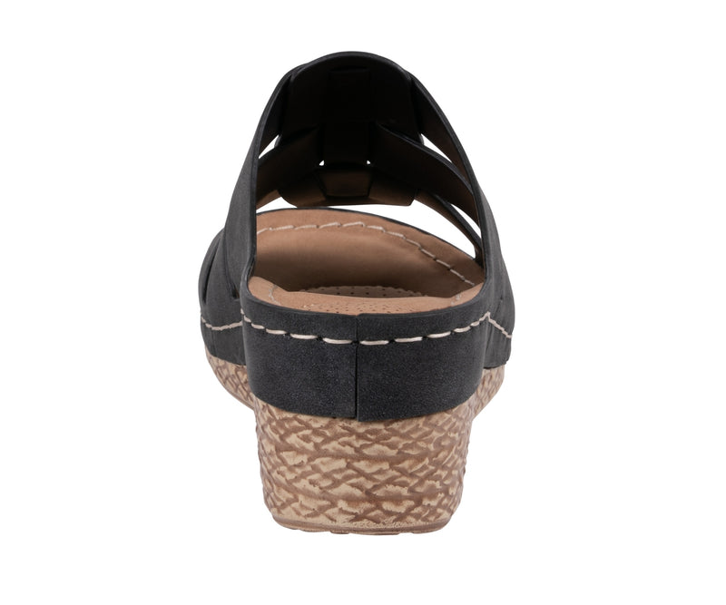 Women's Monte Black Embellished Wedge Sandals