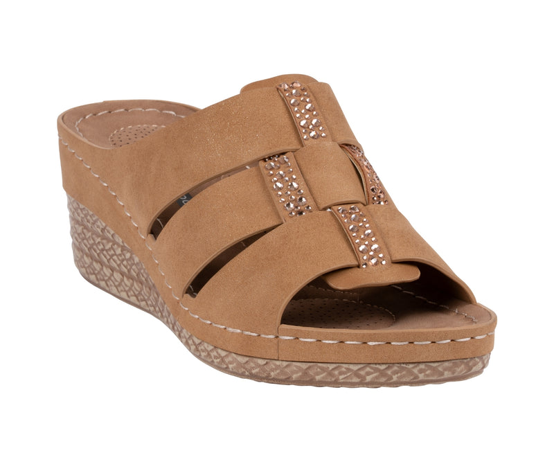 Women's Monte Tan Embellished Wedge Sandals