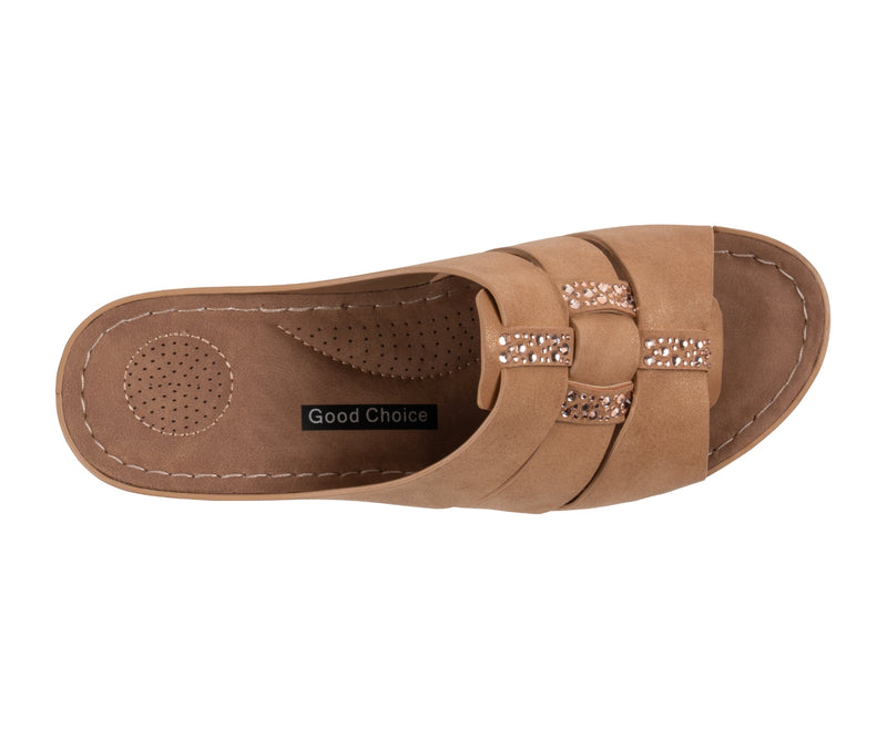 Women's Monte Tan Embellished Wedge Sandals