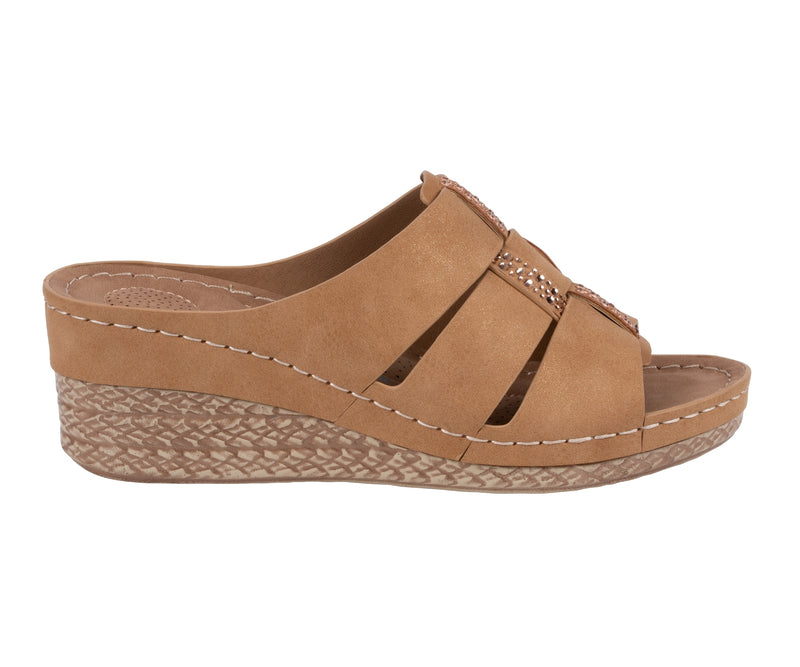 Women's Monte Tan Embellished Wedge Sandals