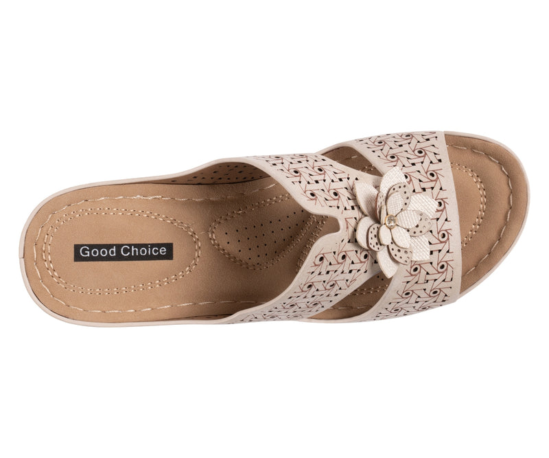 Women's Nancia Natural Floral Wedge Sandals