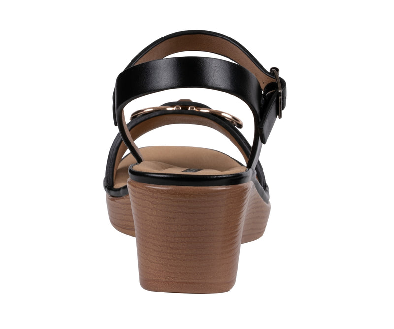Women's Nava Black Hardware Wedge Sandals