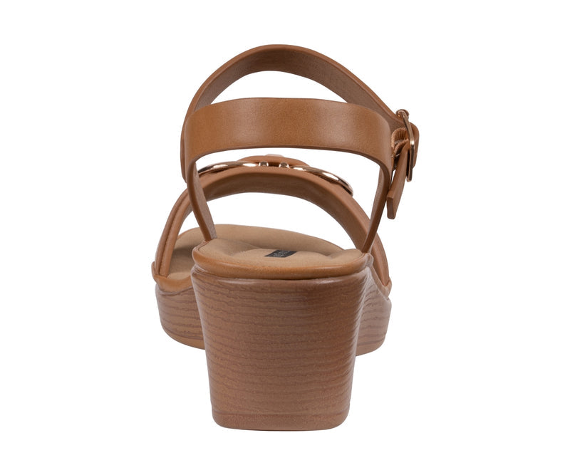 Women's Nava Tan Hardware Wedge Sandals