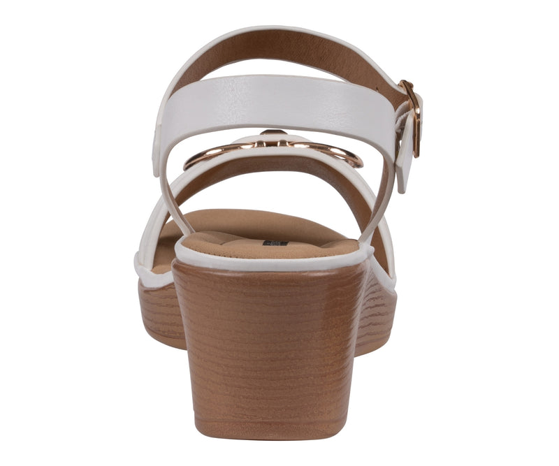 Women's Nava White Hardware Wedge Sandals