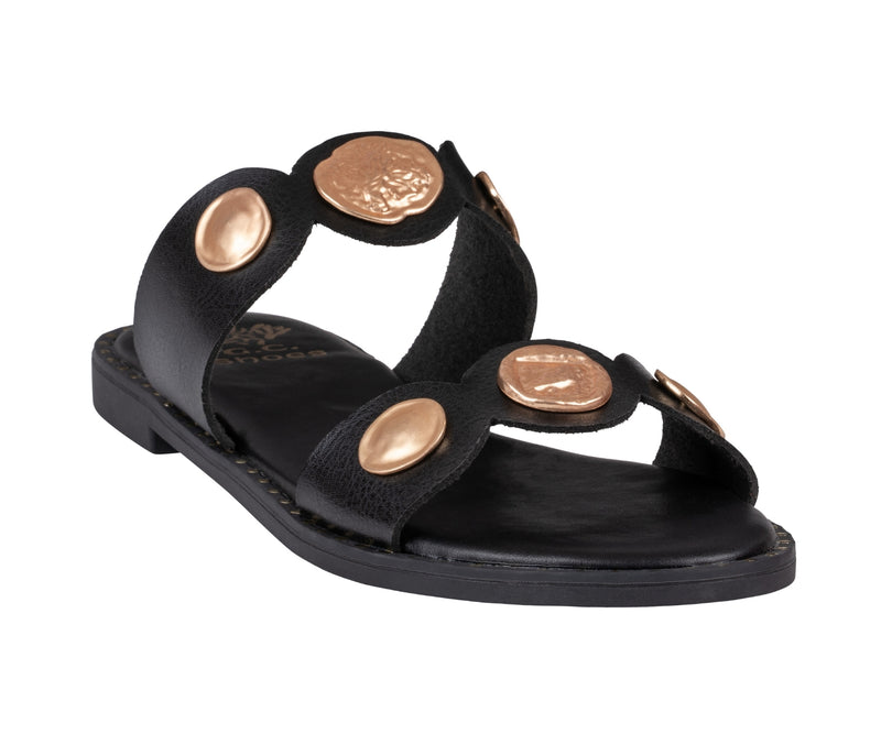 Women’s Nolah Black Coin Flat Sandals