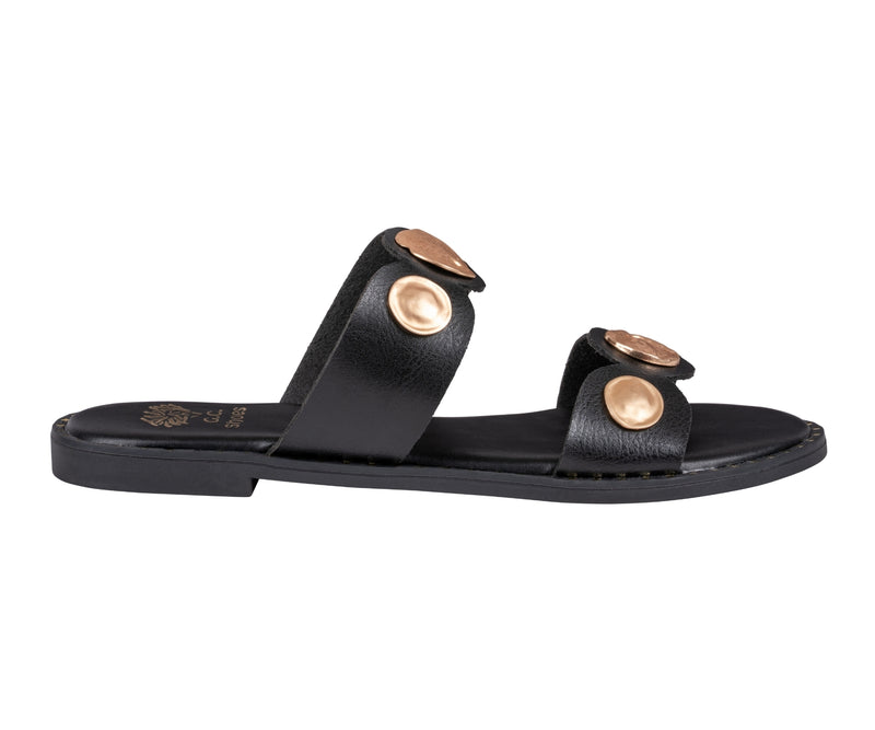 Women’s Nolah Black Coin Flat Sandals
