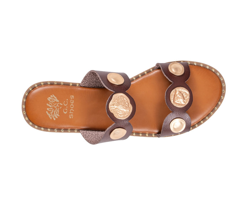 Women’s Nolah Brown Coin Flat Sandals