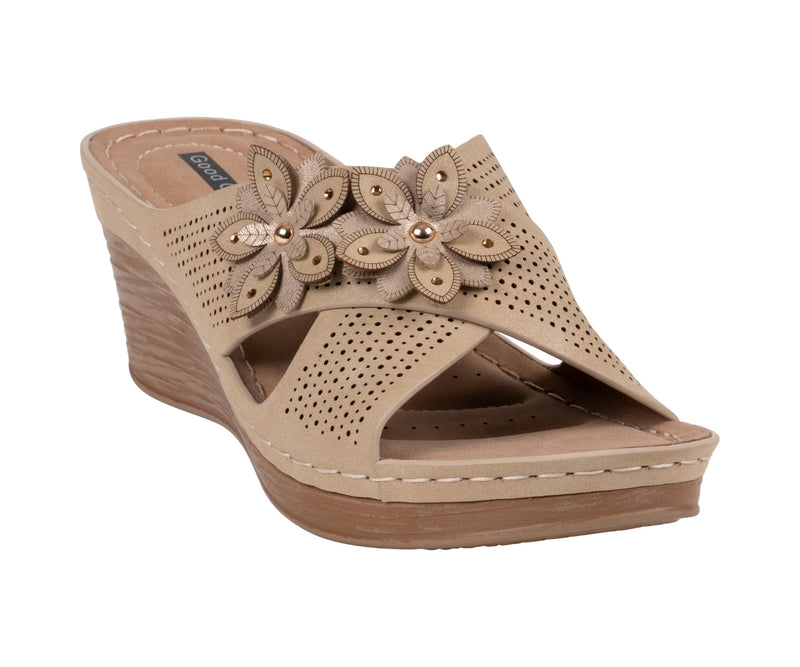Women's Nylie Natural Floral Wedge Sandals