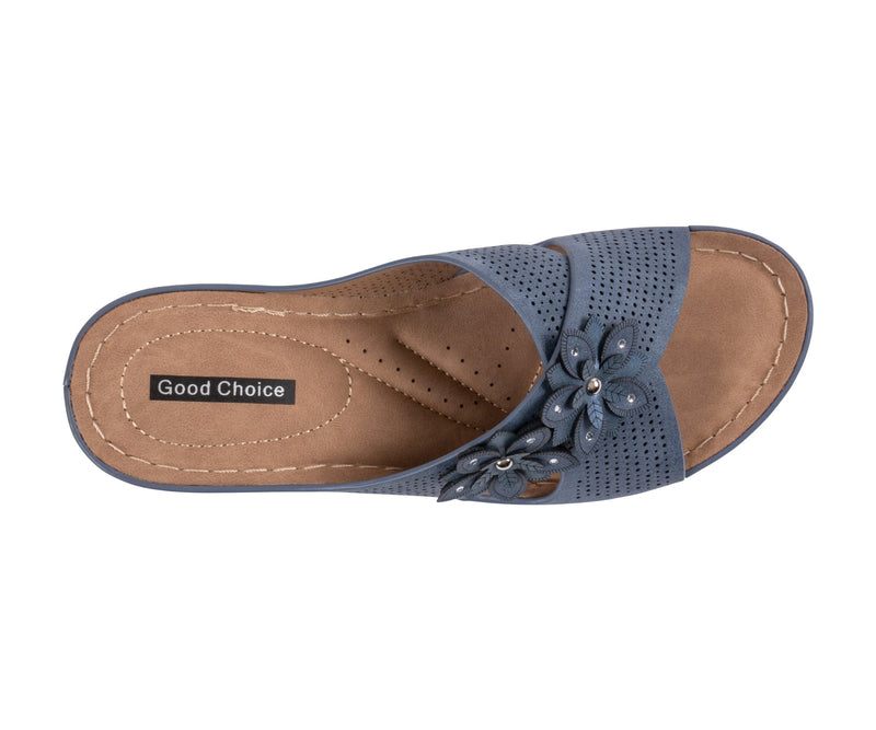 Women's Nylie Navy Floral Wedge Sandals