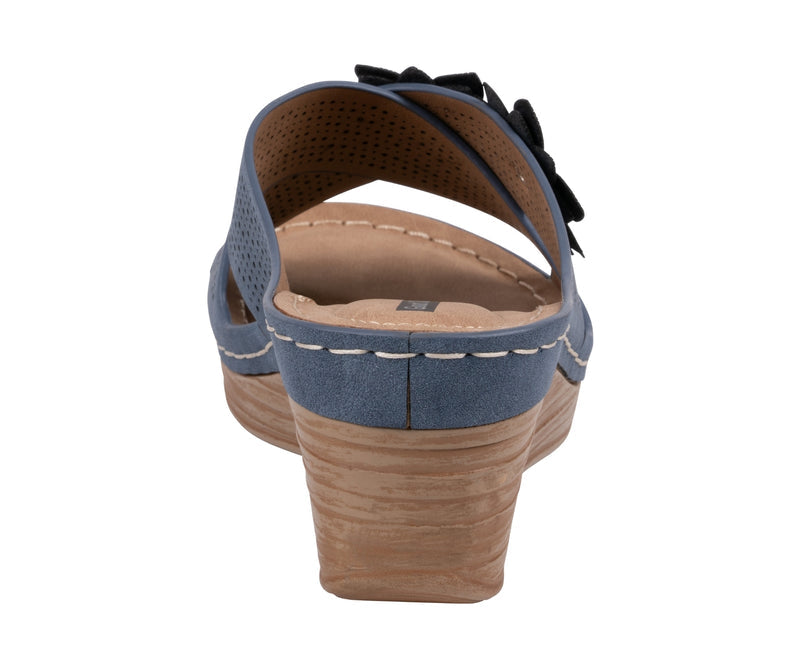 Women's Nylie Navy Floral Wedge Sandals