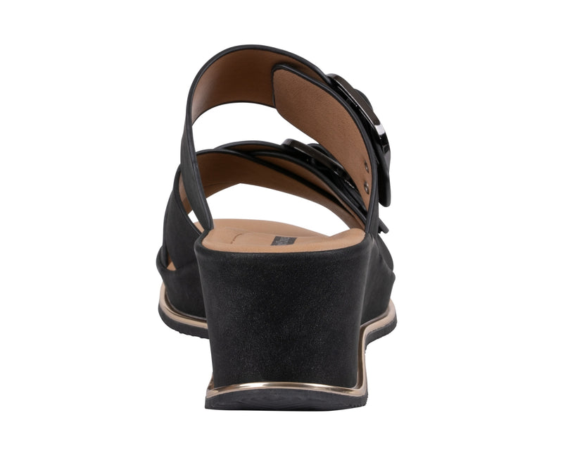 Women's Olana Black Buckle Wedge Sandals
