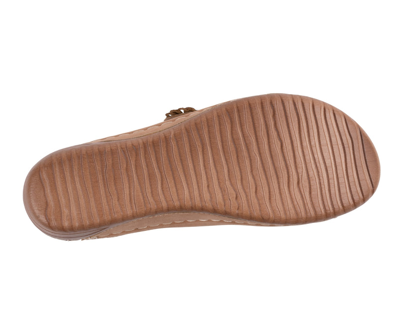 Women's Raelyn Tan Double Velcro Band Rosette Comfort Sandals