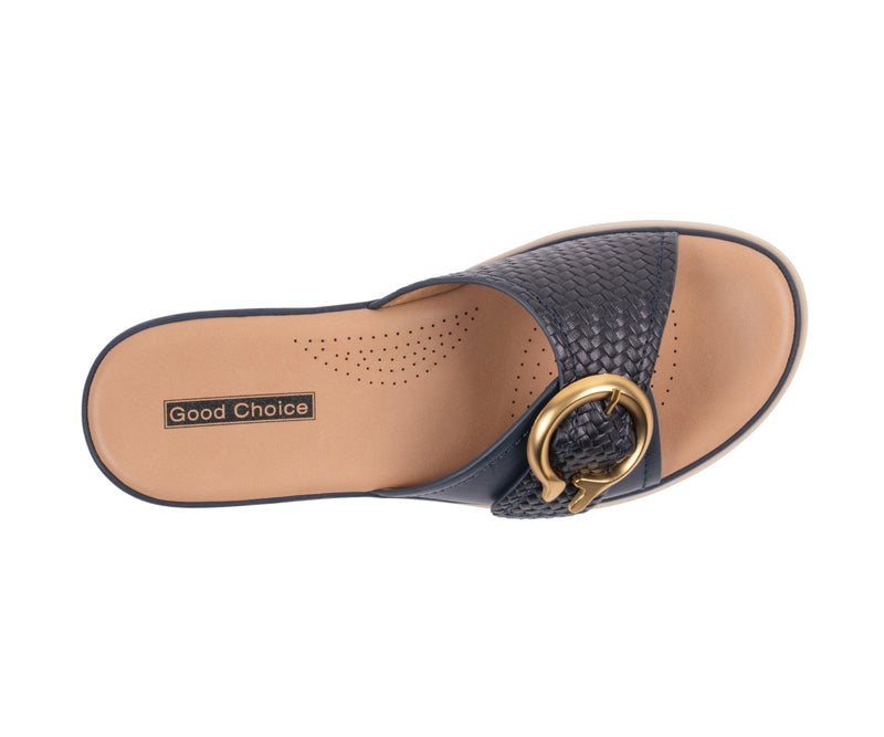 Women's Raine Navy Buckle Comfort Sandals
