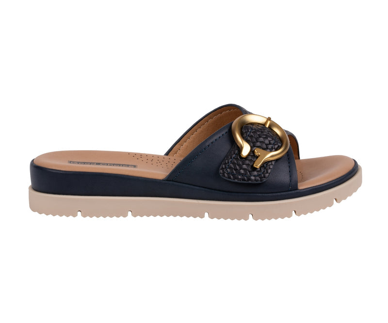 Women's Raine Navy Buckle Comfort Sandals