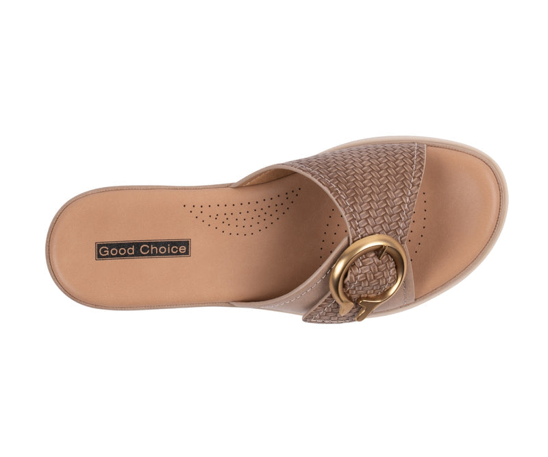 Women's Raine Taupe Buckle Comfort Sandals