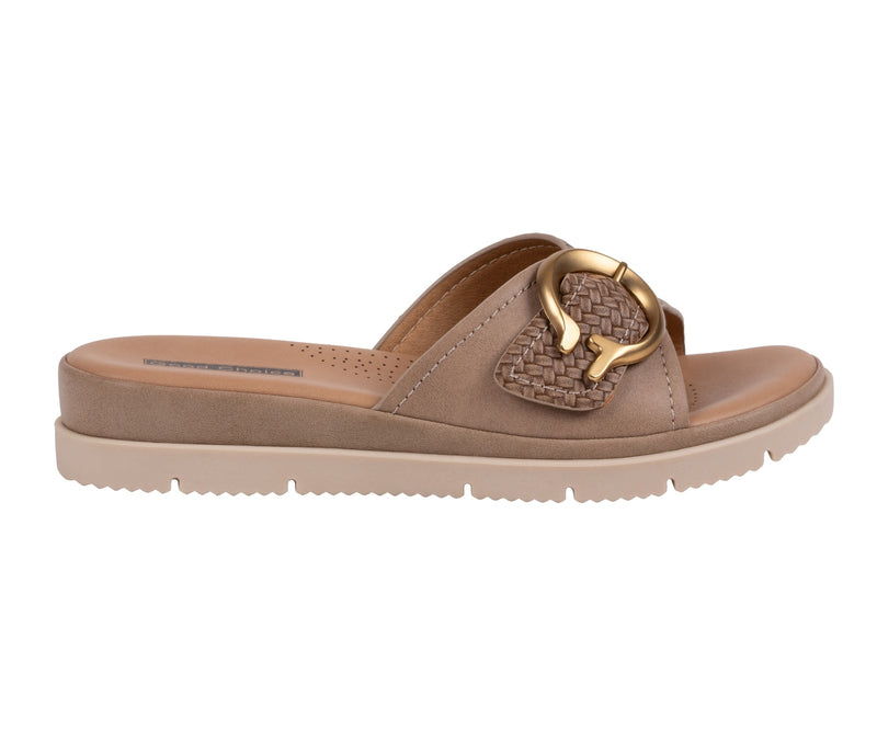Women's Raine Taupe Buckle Comfort Sandals