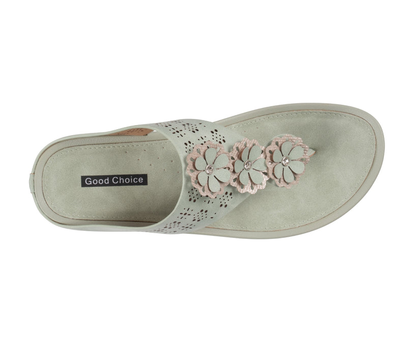 Women's Rana Sage Floral Thong Wedge Sandals