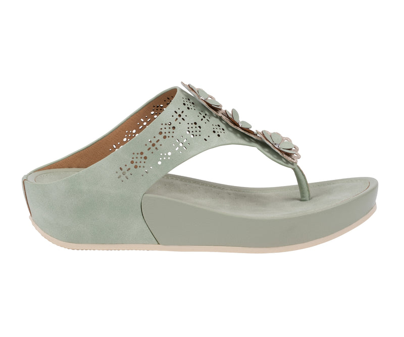 Women's Rana Sage Floral Thong Wedge Sandals