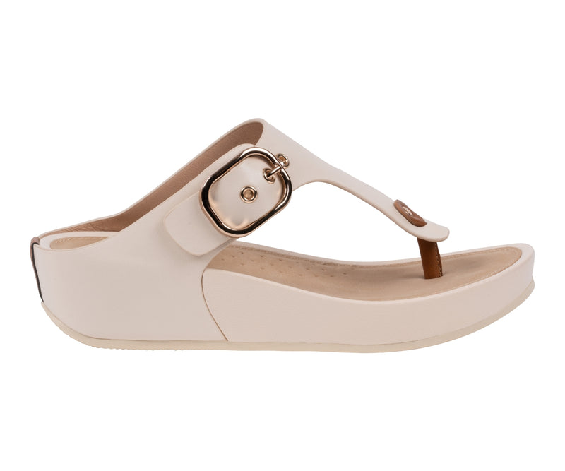 Women's Rhodes Beige Thong Wedge Sandals