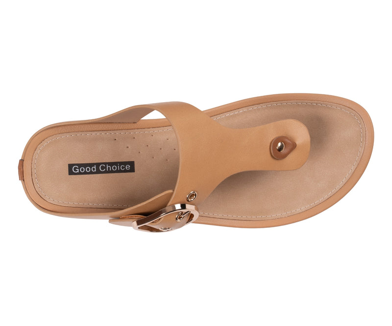 Women's Rhodes Tan Thong Wedge Sandals