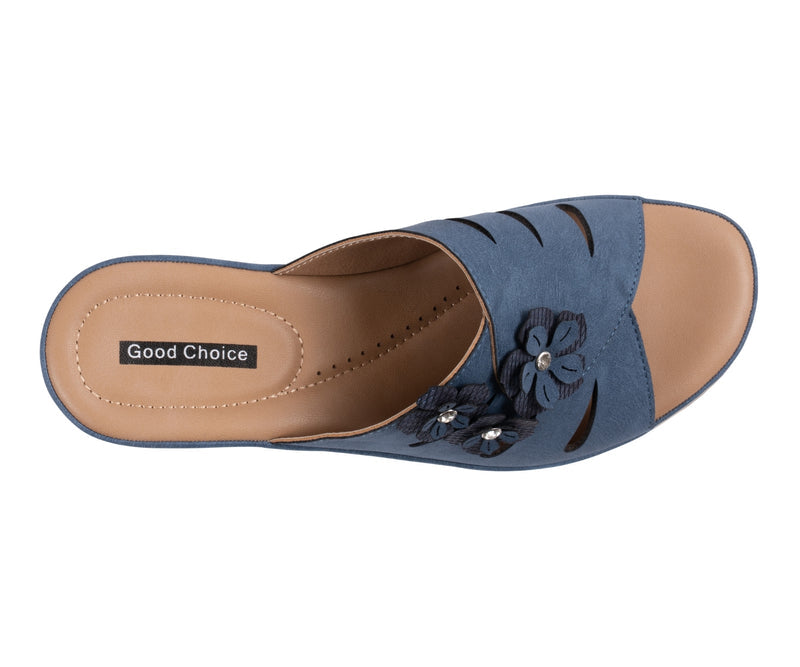 Women's Sarel Navy Floral Wedge Sandals