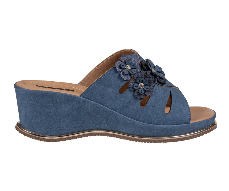 Women's Sarel Navy Floral Wedge Sandals