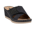 Women's Savina Black Embellished Velcro Wedge Sandals
