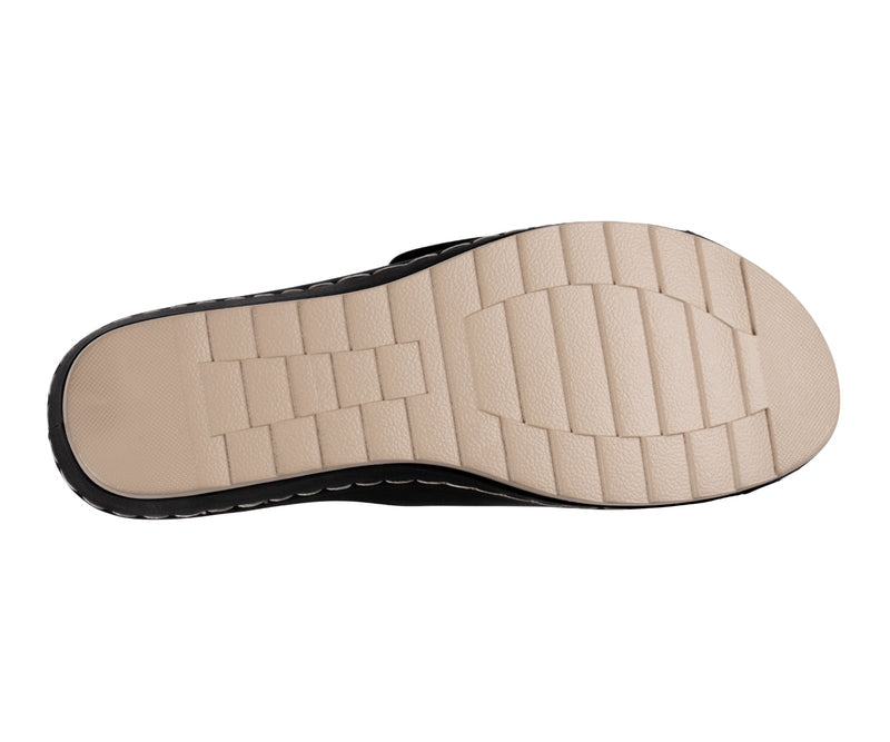 Women's Savina Black Embellished Velcro Wedge Sandals