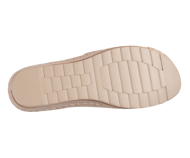 Women's Savina Nude Embellished Velcro Wedge Sandals