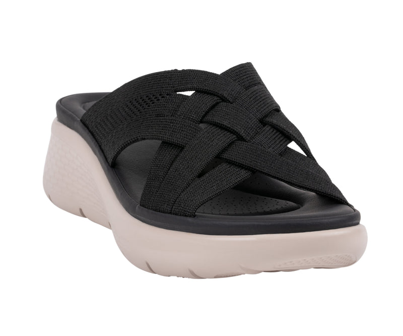Women's Sellena Black Knit Strappy Comfort Sandals