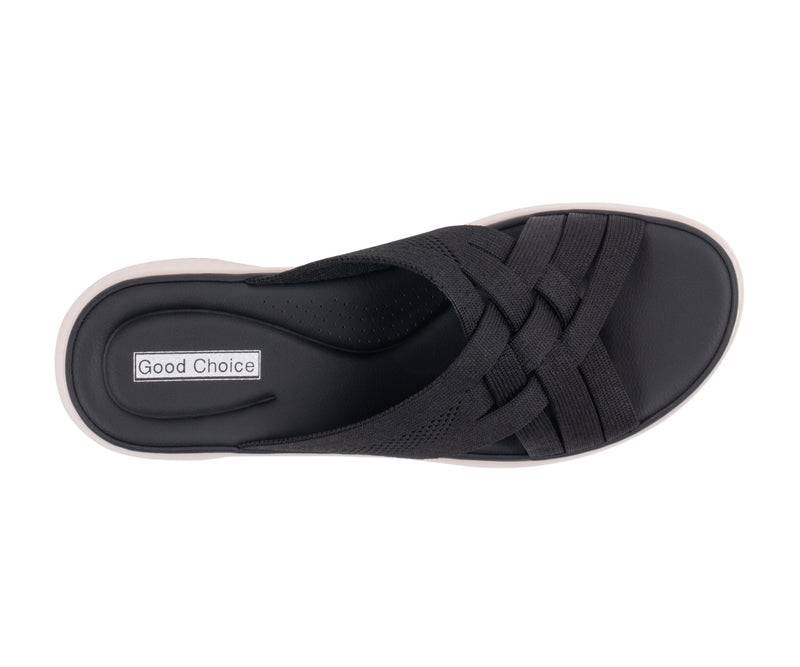 Women's Sellena Black Knit Strappy Comfort Sandals
