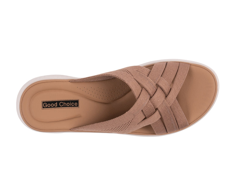 Women's Sellena Brown Knit Strappy Comfort Sandals