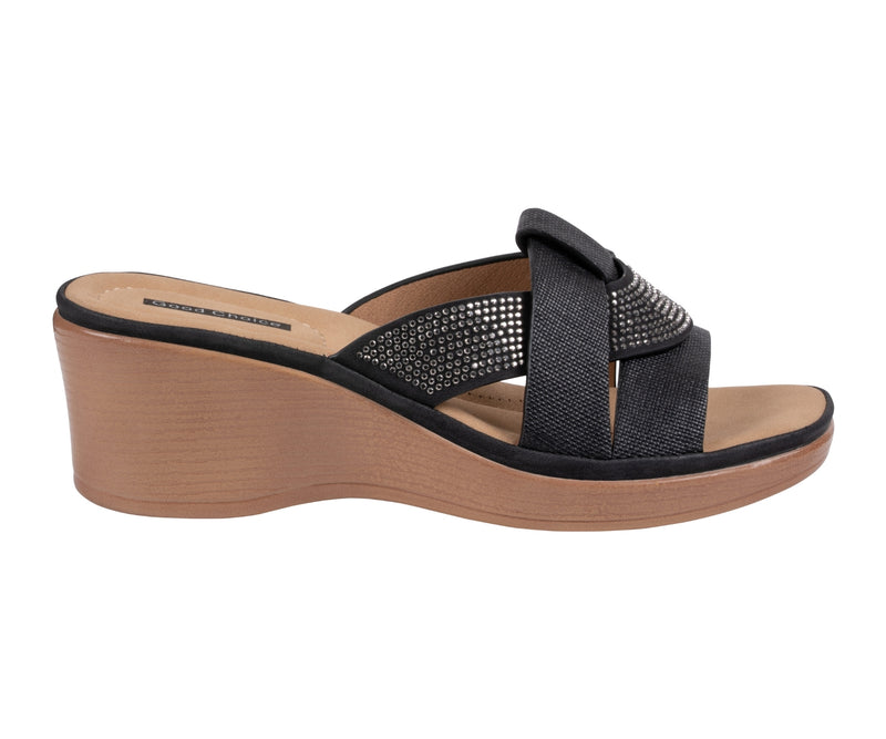 Women's Selva Black Embellished Wedge Sandals