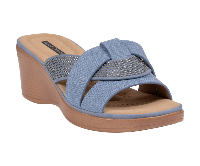 Women's Selva Denim Embellished Wedge Sandals