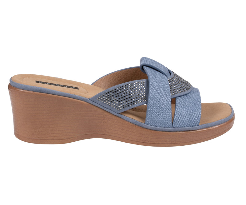 Women's Selva Denim Embellished Wedge Sandals