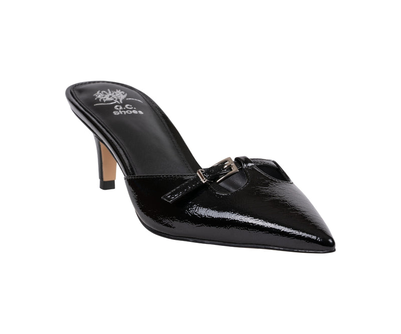 Women’s Simone Black Patent Kitten Heel Sandals