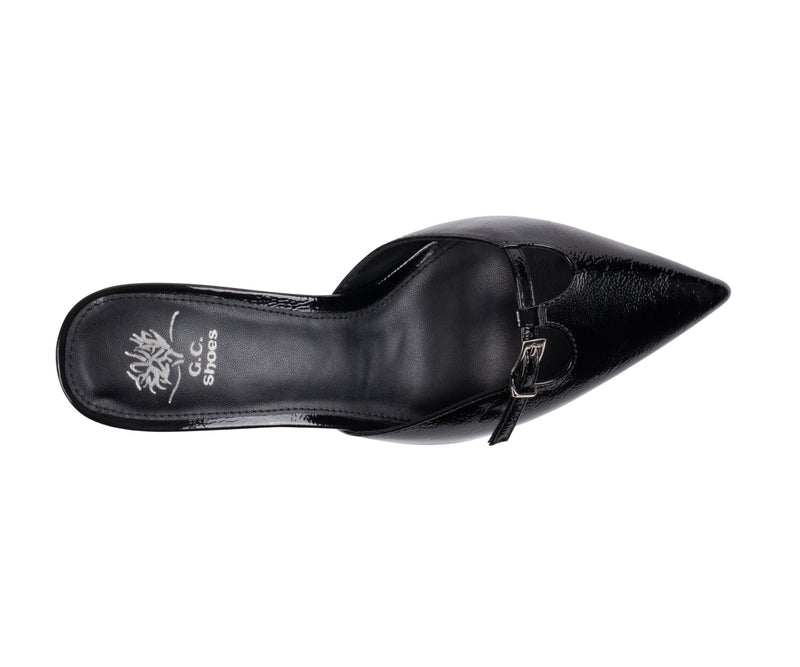 Women’s Simone Black Patent Kitten Heel Sandals