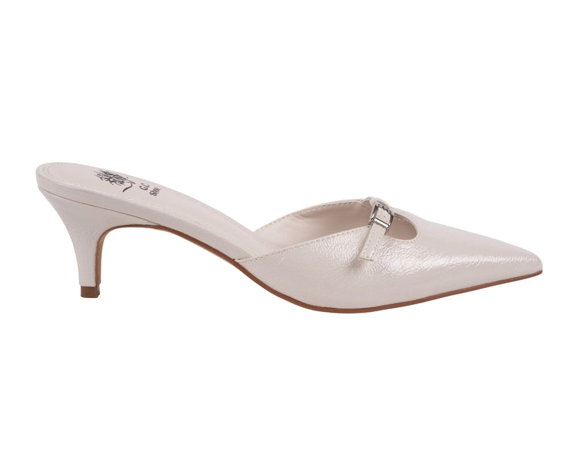 Women’s Simone White Patent Kitten Heel Sandals